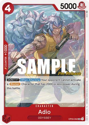 Image of Adio (OP03-002) - Pillars of Strength Pre-Release Cards